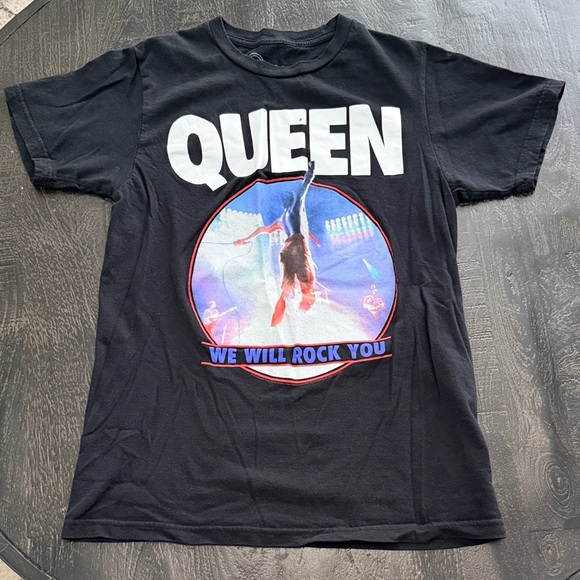 Queen Tops - Queen Black Graphic Tee - We Will Rock You